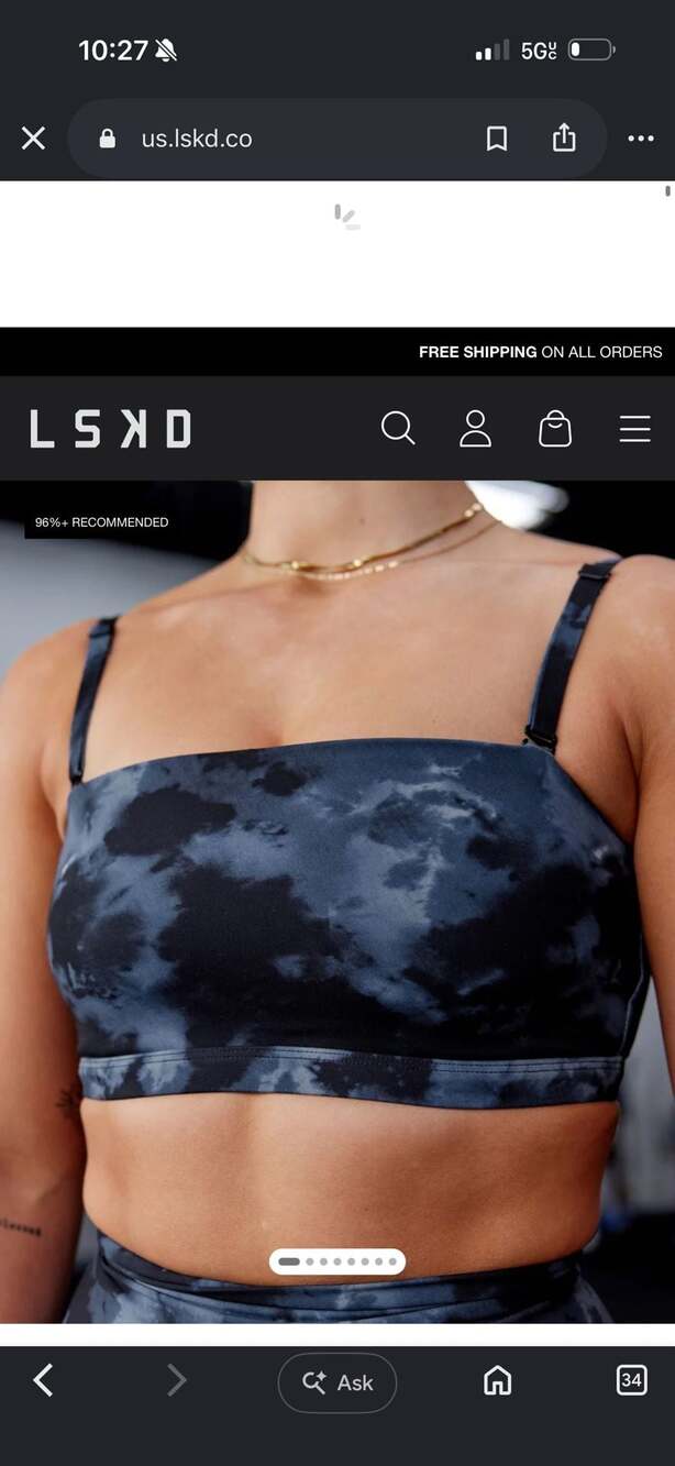 LSKD Black Blue Tie Dye Strappy Sports Bra XL